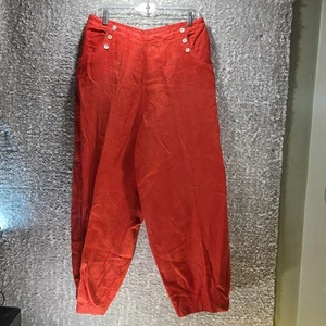 Bryn Walker Hose Damen Gr. XL rot Leinen Boho Lagenlook Gummibund - Bild 1 von 10