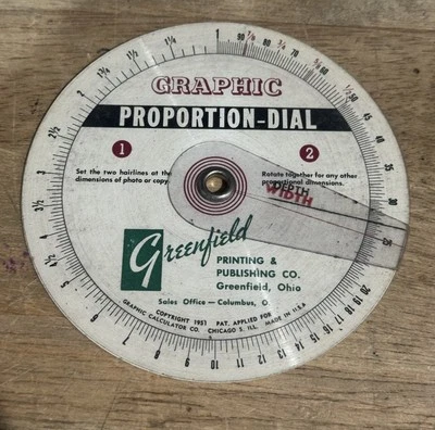Esfera de proporción gráfica impresión y publicación Greenfield, Ohio vintage 1951 Foto 1 de 3