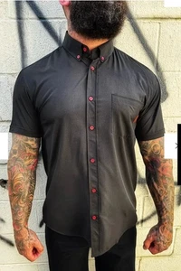 Camisa The DRIVE Clothing Essential Negra Abotonada 2XL Grunge Motociclista Chad Limones - Imagen 1 de 10