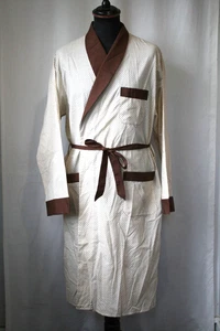 Vintage 70er Tootal Menswear braun Baumwollmix Morgenmantel Morgenmantel Große 42 Revival - Bild 1 von 21