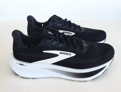 Zapatos para correr Brooks para mujer (8 AMPLIOS D) Ghost 17 acolchados en blanco y negro Foto 1 de 4