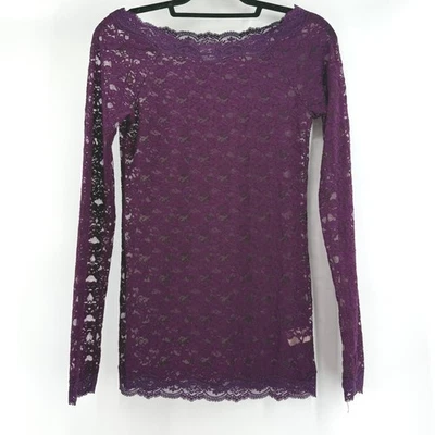 Top de encaje púrpura Intimately Free People capas florales transparentes hadas indie Y2k M Foto 1 de 4