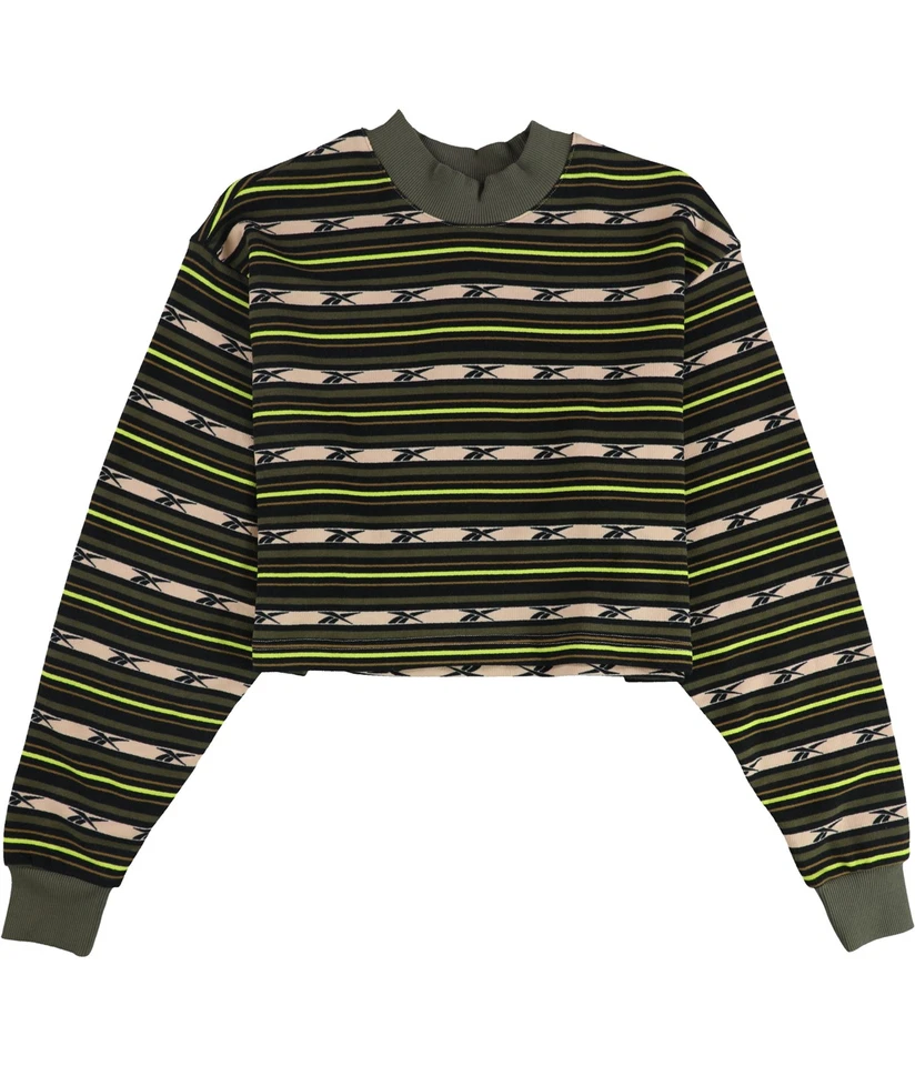 锐步女式经典 Camp Crop Crew 图形 T 恤,绿色,小号 — 第 1/2 张图片