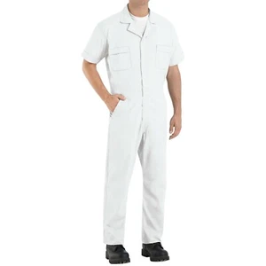 Red Kap Speedsuit White Short Sleeve  Men's Zip-Front Work Coverall Action Back - Picture 1 of 4