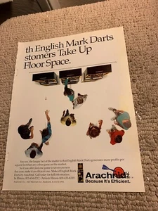 11- 8 1/4” English mark darts Arachnid Board 1988 arcade game AD FLYER - Picture 1 of 1