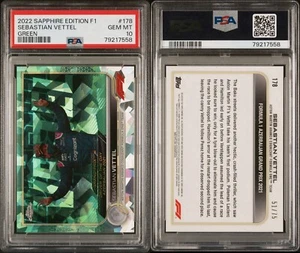 SEBASTIAN VETTEL 2022 Topps Chrome Sapphire Formula 1 Green #178 51/75 PSA 10 - Picture 1 of 1