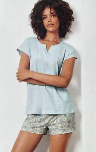 Damen Shorty-Pyjama Schlafanzug Blau Gr. L 44/46 Neu - Bild 1 von 4