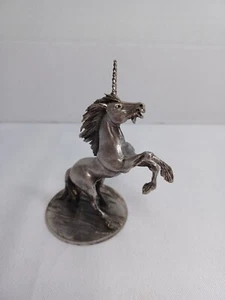 Figura de unicornio de peltre macizo Slavko Dugar firmada canadiense de colección 41/2" - Imagen 1 de 11