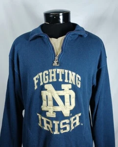 Vintage Starter Notre Dame Fighting Irish 1/4 Zip Knit Sweater Jacket Mens Large - Bild 1 von 9