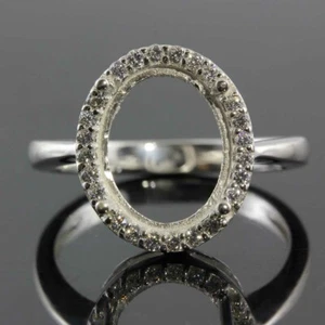 10x12 MM. Anello in zirconi cubici semimontaggio ovale impostazione argento 925#135 Pre-ordine - Foto 1 di 4