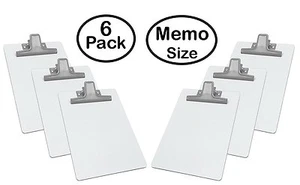 Acrimet White Clipboard Memo Size Premium Metal Clip (Hardboard) 6 - Pack Silver - Picture 1 of 6