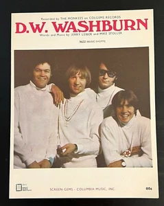 THE MONKEES ~ SHEET MUSIC ~ D.W. WASHBURN ~ COPYRIGHT 1968 - Picture 1 of 7