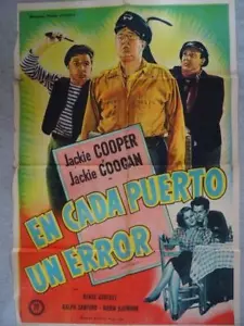 V.Rare Argentinian Movie Poster 1947 - En Cada Puerto Un Error - Foto 1 di 1