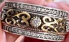 Genuine Diamond Ring 11mm Band SOLID 14K Yellow Gold & SOLID 925 11.5 ALL pave'