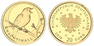 Deutschland Nachtigall mit Zertifikat 2016 g 1/8 Unze Gold stgl. 123340 - Bild 1 von 2