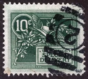 US Sc E7 Verde 10¢ 1908 Consegna Speciale Ovale Numerico Duplex Annullo - Foto 1 di 1