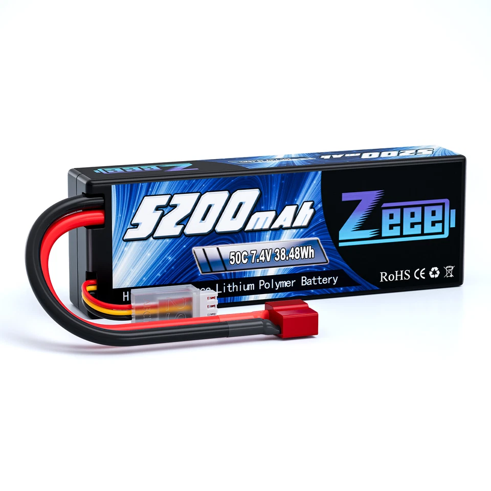 Zeee 7 4V 2S LiPo Akku T Plug 50C 5200mAh Hardcase für RC Auto Monster Truck LKW