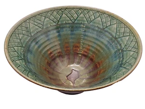Blanket Creek Pottery Unique Large Pasta Salad Fruit Bowl Centerpiece 10" Round - Picture 1 of 11