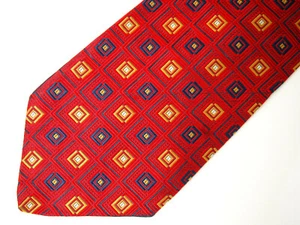 Robert Talbott Studio Mens Necktie Tie Red Navy Blue Gold Checkered Wide 58" - Picture 1 of 4