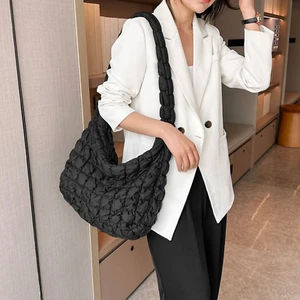 Quilted Padded Crossbody Bag for Women Pleated Bubbles Cloud Shoulder Bags Large - Picture 1 of 5