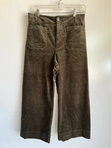 Anthropologie MAEVE The Colette pantaloni cropped gamba larga velluto a coste muschio taglia 30 - Foto 1 di 13