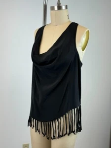 Madison Marcus Black Women's Black Racerback Fringed Tank * LARGE - Picture 1 of 5