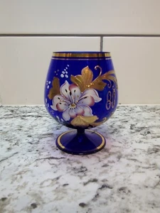 Bohemio Checo Arte Vidrio Brandy Snifter Azul Cobalto Dorado 80 Barware Dorado - Imagen 1 de 7