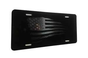 Tactical American Flag Heavy Duty License Plate Battered Gun Metal Blk Stars Ed - Imagen 1 de 3