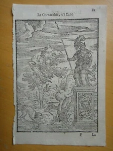 1607-LA CORNACCHIA, e'l CANE-Xilografia di GIOVANNI MARIO VERDIZZOTTI-originale+ - Foto 1 di 2