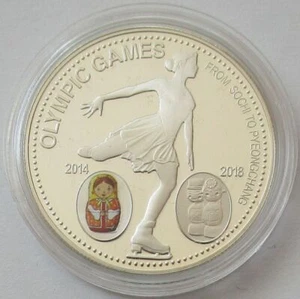 Laos 1000 Kip 2018 Olympics Pyeongchang Figure Skating #2 Silver - Imagen 1 de 2