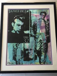 Davo Original Mixed Media James Dean "USA 32", Signed, Framed, 17" x 22 1/2" - Picture 1 of 7