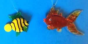 Lampwork Art Glass Floating Bubble Fish (2), Yellow Fish & Gold Fish - Picture 1 of 9