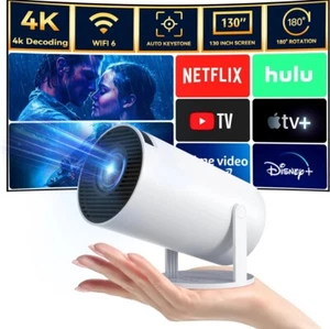 4K Mini Projector 10000 Lumen LED 1080P WiFi Bluetooth UHD Portable Home Theater - Picture 1 of 7