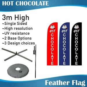 3m Outdoor HOT CHOCOLATE Flag Banner Feather Flags with Base - Picture 1 of 13