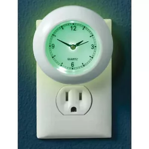 Clock Night Light Wall Plug-In Light Bedroom Kitchen Bathroom Kids Home Decor - Picture 1 of 9