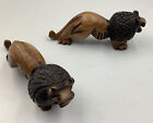 X2  Hand Carved wooden african lions