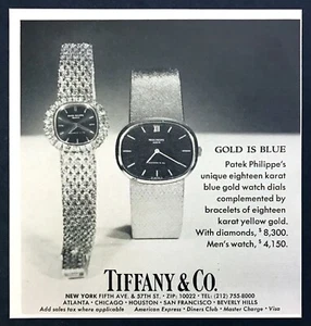 1977 Patek Philippe Herren & Damen blau gold Zifferblatt Uhr Foto Vintage Print Anzeige - Bild 1 von 1