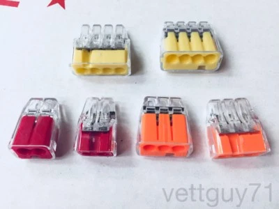 IDEAL In-Sure Push-In Wire Connectors, 2/3/4 port, red/orange/yellow, 12-20AWG