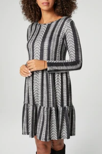 STELLA MORGAN Ladies Aztec Tiered Skater Dress Rrp £30 Multi Grey Size 8 - Picture 1 of 4
