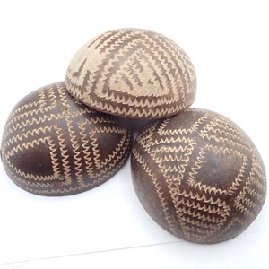 Trío Amazonas Chamán Cuenco Grabado Ceremonia Primitiva Tribal Planta Medicina Calabash - Imagen 1 de 5