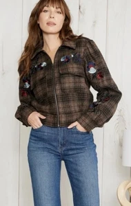 Driftwood Pia Wolle braun kariert Jacke Gr XS $ 246 - Bild 1 von 2