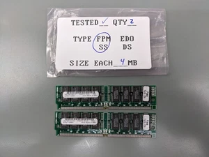 (2) HP 4MB FPM SIMMs, 72-pin RAM Memory Sticks (8MB Total) 1818-5624 - Picture 1 of 3