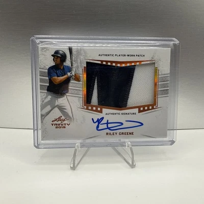RILEY GREENE 2019 Leaf Trinity Bronze Foil RPA Player Worn Patch Auto RC Tigers - Image 1 of 2