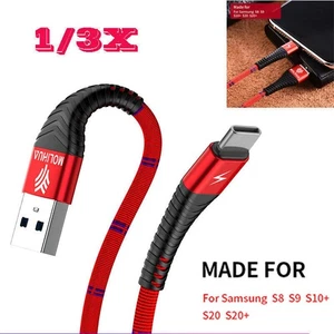 1/3x USB C Ladekabel Typ C Kabel für Samsung Galaxy S8 S9 S10 S21 Huawei Schwarz - Picture 1 of 10