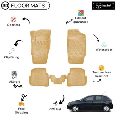 Alfombrilla de goma moldeada personalizada para Seat Ibiza 2002-2008 beige Foto 1 de 4