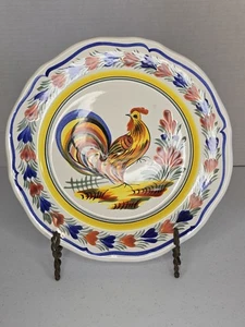 Plato de gallo Henriot Quimper vintage 10 pulgadas - Imagen 1 de 9