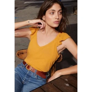 T-shirt NATION LTD Aven Cami top manica arricciata cotone pima taglia XL - Foto 1 di 5