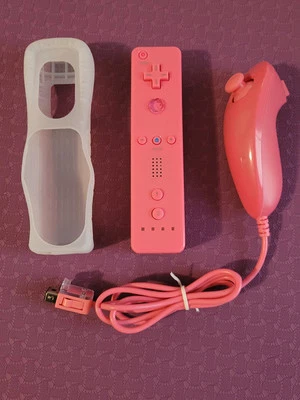 Remote Wiimote Nunchuck Controller Set PINK for Nintendo Wii/Wii U Game Console - Image 1 of 4