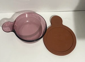 Corning Ware Cranberry Grab It Bowl con tapa Visions Heat 'n' Eat V-150-B .4L - Imagen 1 de 5