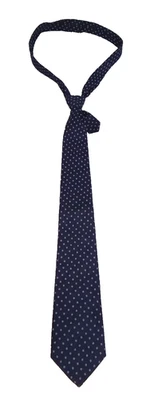 Boys Navy Blue Neck Tie With Tiny White Flower Print Pre-Loved Good Pre-Tied - Image 1 of 4